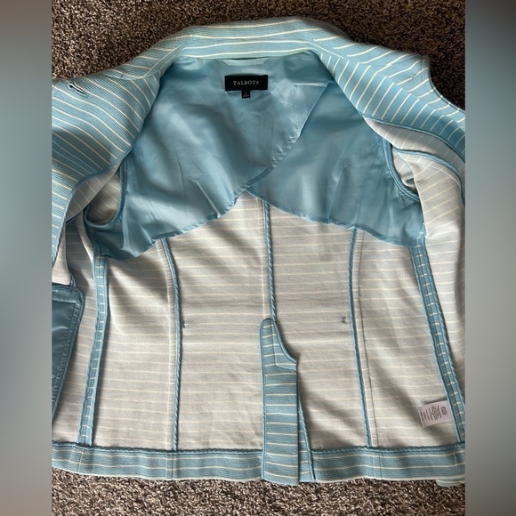 Talbots robin egg blue nautical button up jacket size small - Picture 8 of 13